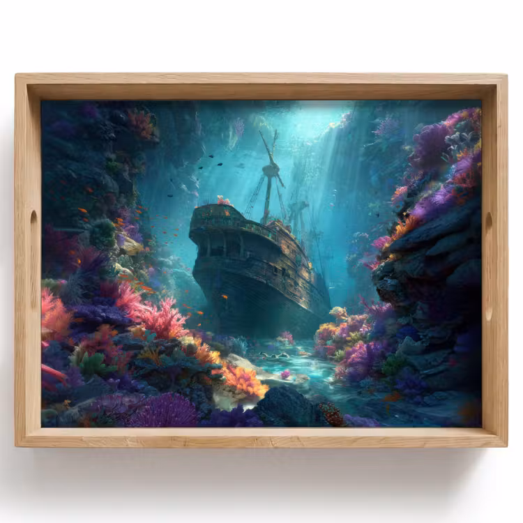 Schip - Hout - Koraalriffen - Zonlicht Dienblad Rechthoek middel -z3d_shopping