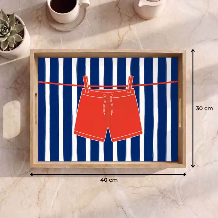 Shorts - Waslijn - Zomer - Illustratie - Rood Dienblad Rechthoek middel -USP_Formaat