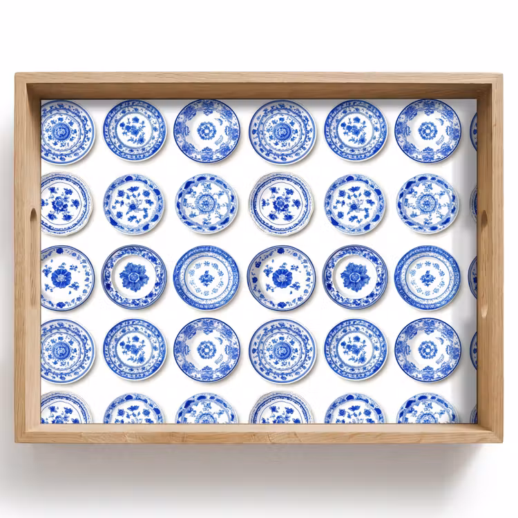 Borden - Bloemen - Patroon - Blauw Dienblad Rechthoek middel 911 -z3d_shopping