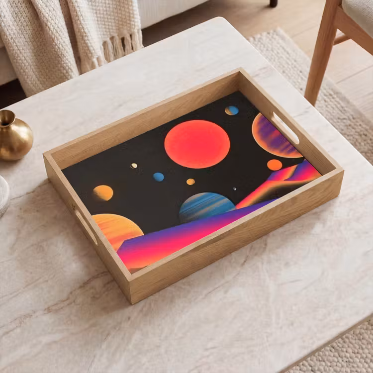 Hemel - Planeten - Felgekleurd Dienblad Rechthoek middel -sfeer1