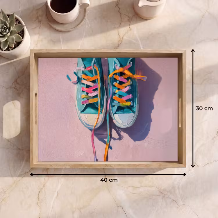 Sneakers - Veters - Kleurrijk - Schaduw Dienblad Rechthoek middel -USP_Formaat