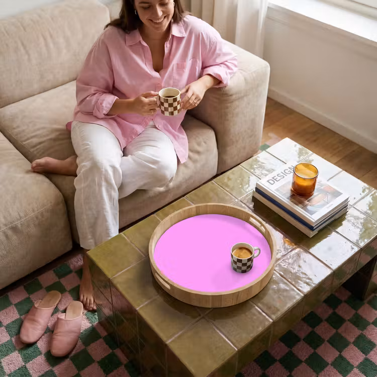 Soft - Lavender - Roze Dienblad Rond middel 914 -sfeer3