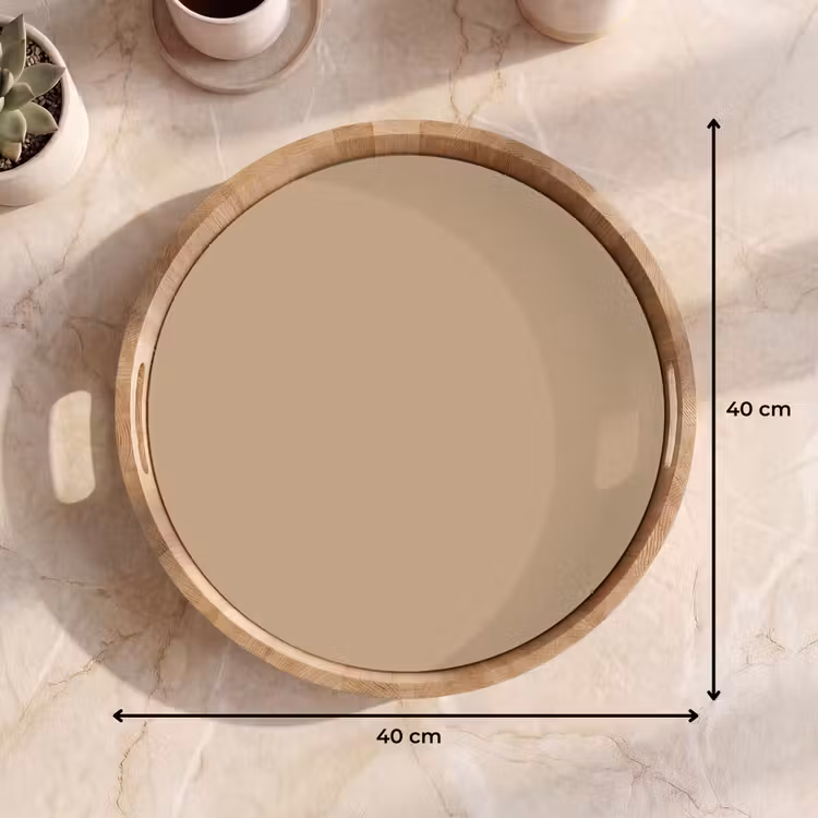 Soft - Taupe - Bruin Dienblad Rond middel 914 -USP_Formaat
