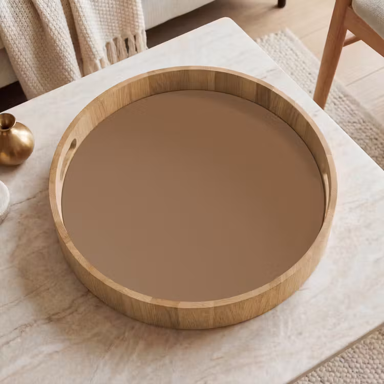 Soft - Walnut - Bruin Dienblad Rond middel 914 -sfeer1