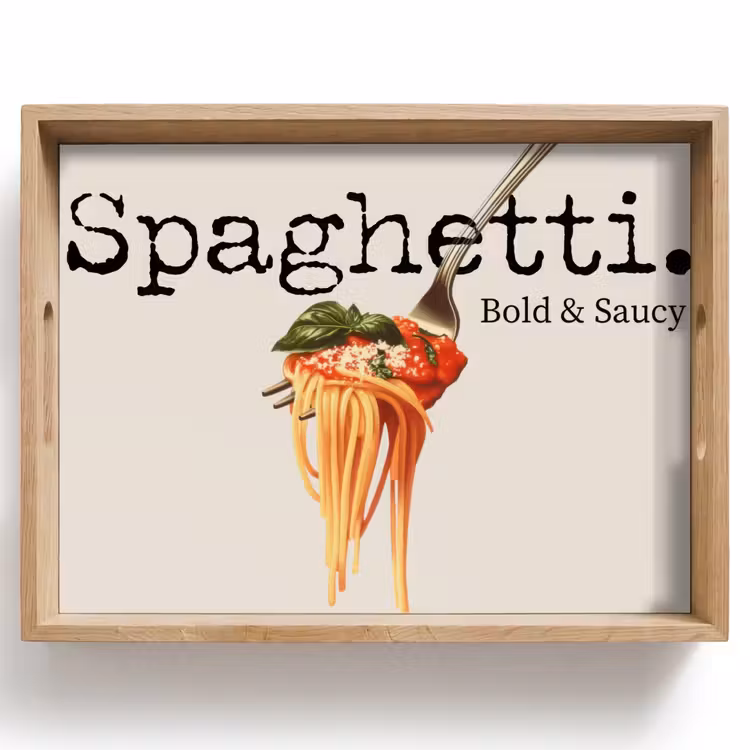 Spaghetti - tomatensaus - Parmezaanse kaas Dienblad Rechthoek middel -z3d_shopping