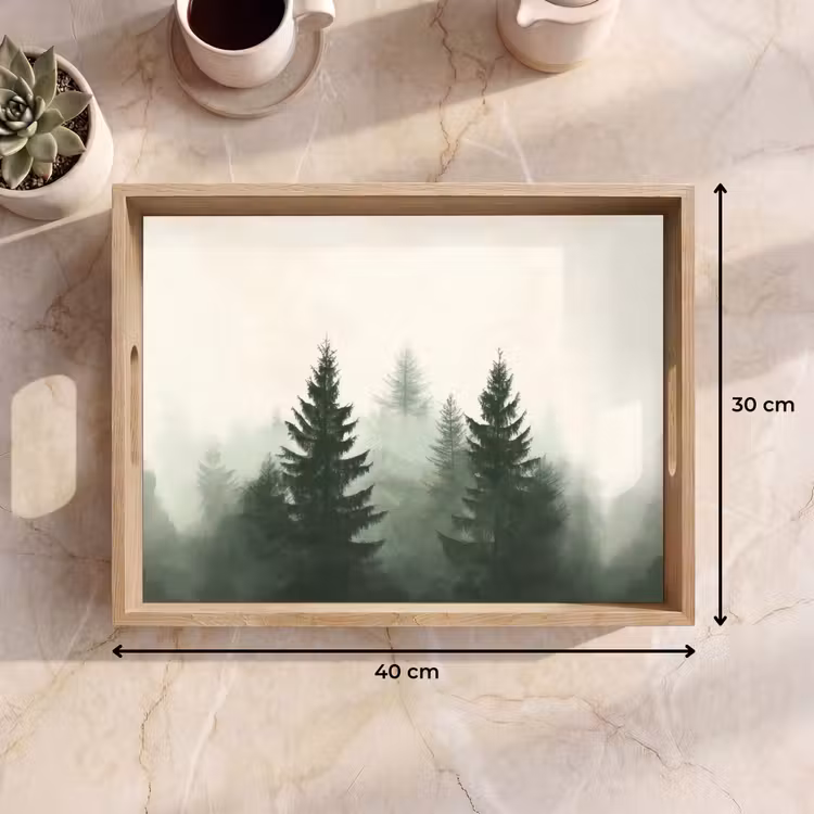Sparren - Bomen - Groen - Beige Dienblad Rechthoek middel -USP_Formaat