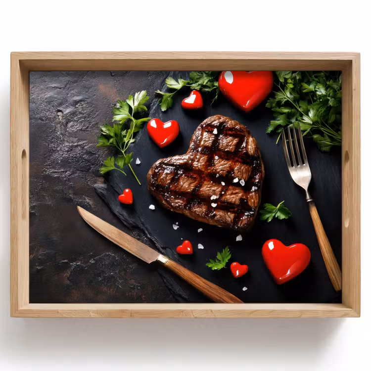 Steak - Hart - Bestek Dienblad Rechthoek middel -z3d_shopping