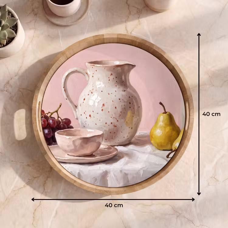 Tray - Still Life - Fruit - Pink - Stilleven - Fruit - Roze Dienblad Rond middel