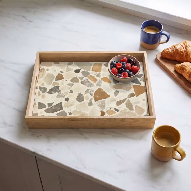 Stenen - Terrazzo - Decoratie - Tegels Dienblad Rechthoek middel -sfeer2