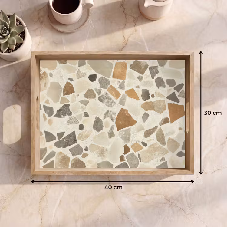 Stenen - Terrazzo - Decoratie - Tegels Dienblad Rechthoek middel -USP_Formaat