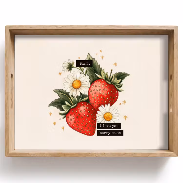 Aardbeien - Madeliefjes - Quote - Sterretjes Dienblad Rechthoek middel -z3d_shopping