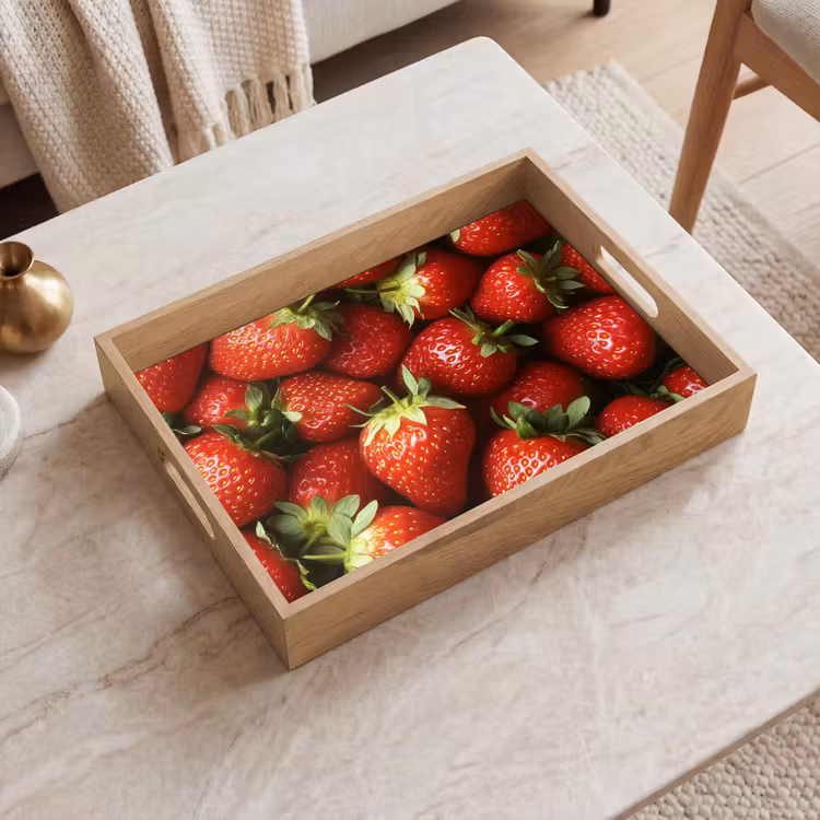 Aardbei - Fruit - Rood Dienblad Rechthoek middel -sfeer1