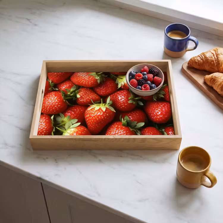 Aardbei - Fruit - Rood Dienblad Rechthoek middel -sfeer2