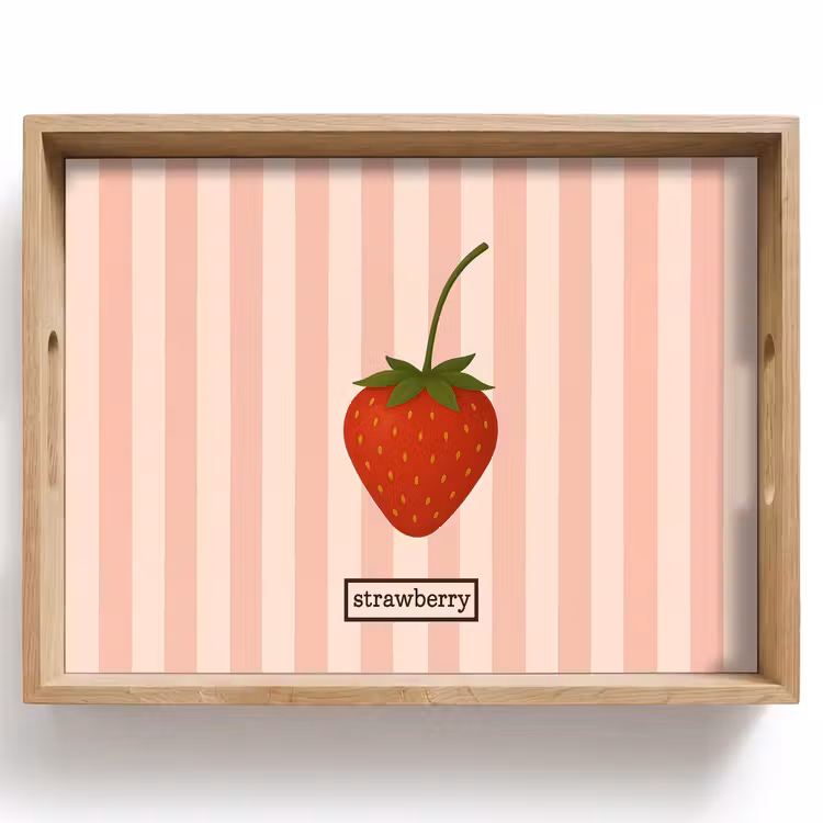 Aardbei - Strepen - Minimalistisch - Rood Dienblad Rechthoek middel -z3d_shopping