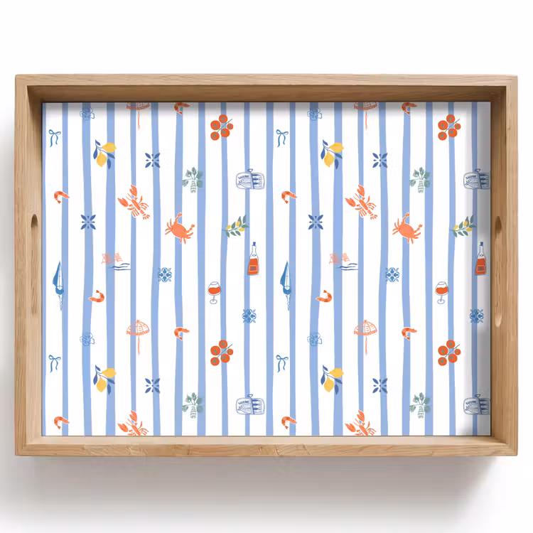 Strepen - Blauw - Patroon - Zomer Dienblad Rechthoek middel 911 -z3d_shopping