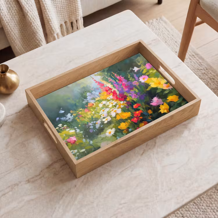 Zomertuin - Sfeervol - Bloemen Dienblad Rechthoek middel -sfeer1