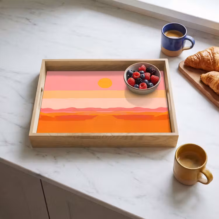 Zon - Abstract - Landschap - Oranje Dienblad Rechthoek middel -sfeer2