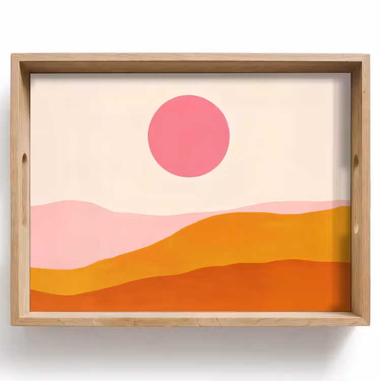 Zon - Heuvels - Abstract - Roze Dienblad Rechthoek middel -z3d_shopping