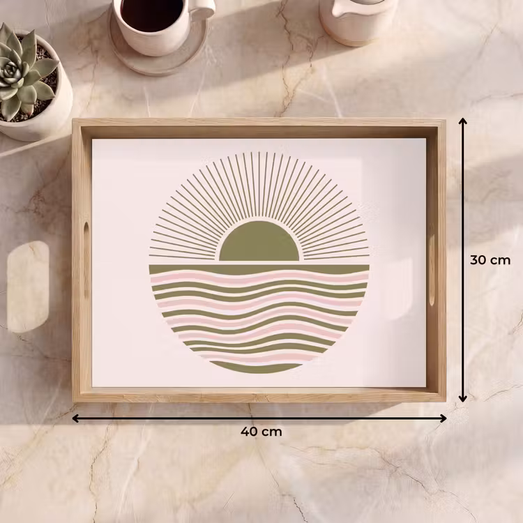 Zon - Zee - Abstract - Modern - Roze Dienblad Rechthoek middel -USP_Formaat