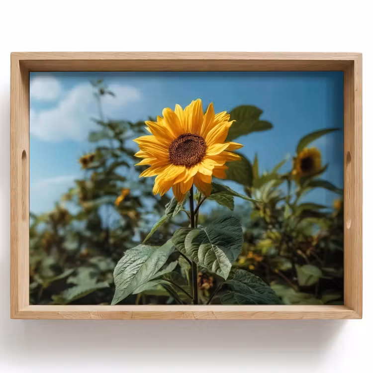 Zonnebloemen - Helderblauwer lucht - Gras Dienblad Rechthoek middel -z3d_shopping