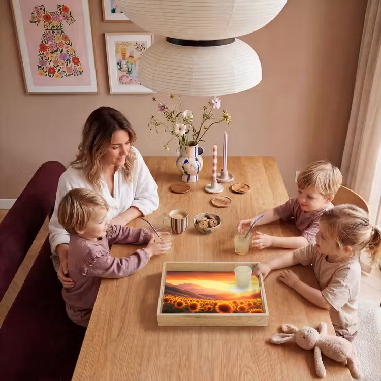 Zonnebloemen - Zonsondergang - Landschap Dienblad Rechthoek middel -sfeer4