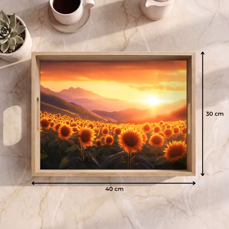 Zonnebloemen - Zonsondergang - Landschap Dienblad Rechthoek middel -USP_Formaat