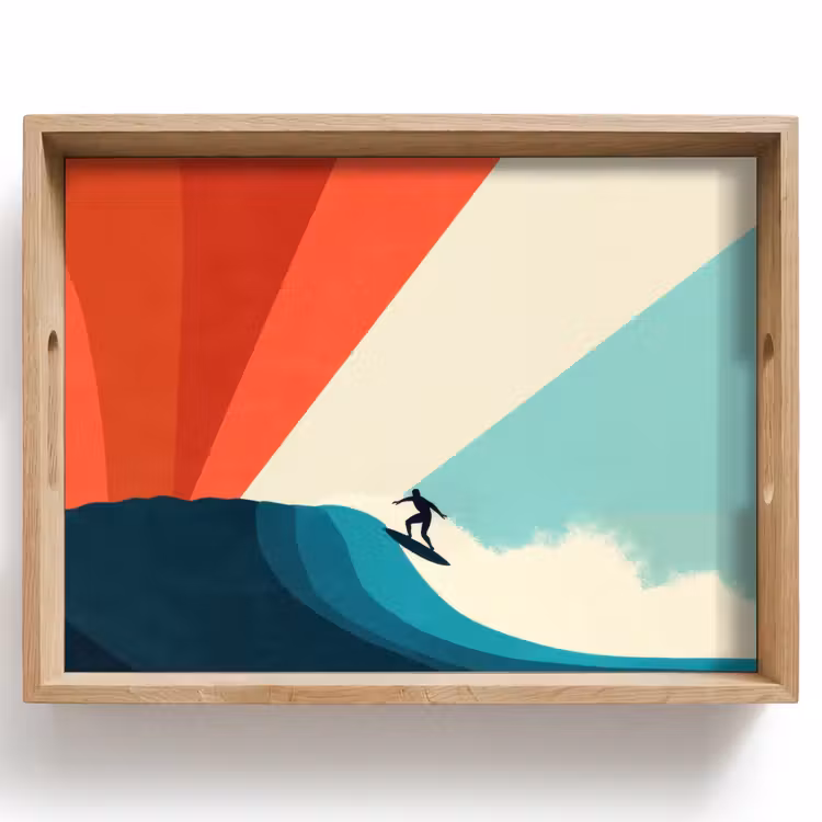 Surfer - Abstract - Golven - Zonnestralen Dienblad Rechthoek middel -z3d_shopping