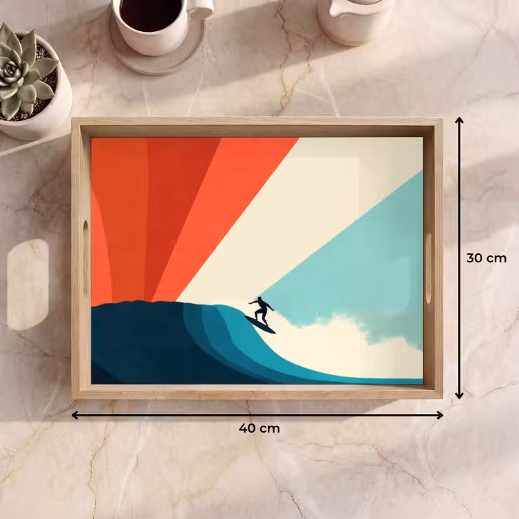 Surfer - Abstract - Golven - Zonnestralen Dienblad Rechthoek middel -USP_Formaat