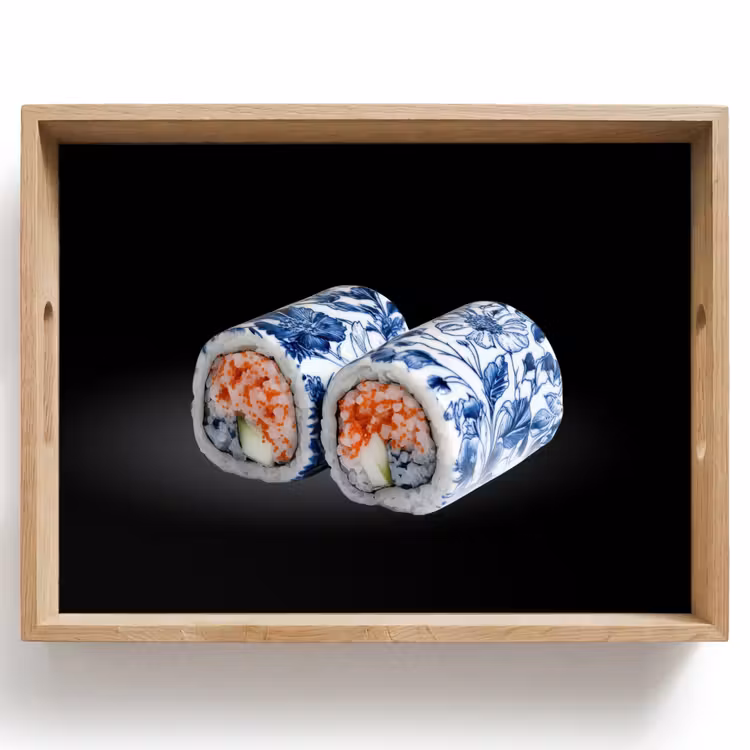 Sushi - Delfts blauw - Rijst - Vis - Elegant Dienblad Rechthoek middel -z3d_shopping