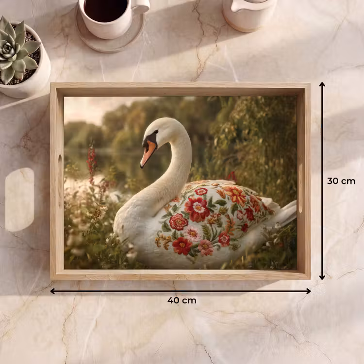 Zwaan - Bloemen - Natuur Dienblad Rechthoek middel -USP_Formaat