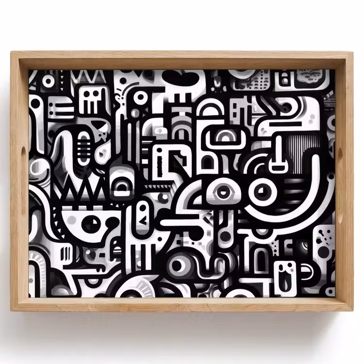 Symbolen - Abstract - Grafisch - Zwart Dienblad Rechthoek middel -z3d_shopping