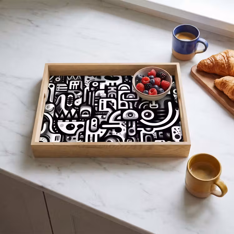 Symbolen - Abstract - Grafisch - Zwart Dienblad Rechthoek middel -sfeer2