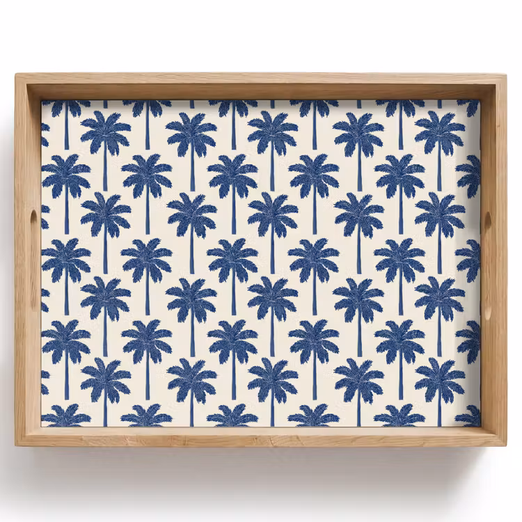 Symmetrisch - Palm - Blauw Dienblad Rechthoek middel 911 -z3d_shopping