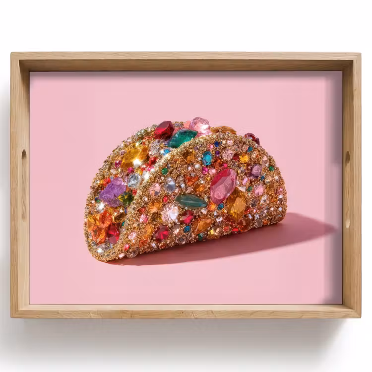 Taco - Kleurrijk - Edelstenen - Goud Dienblad Rechthoek middel -z3d_shopping