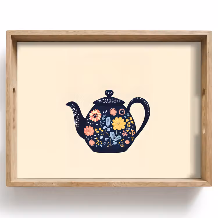 Theepot - Kleurrijk - Bloemen Dienblad Rechthoek middel -z3d_shopping