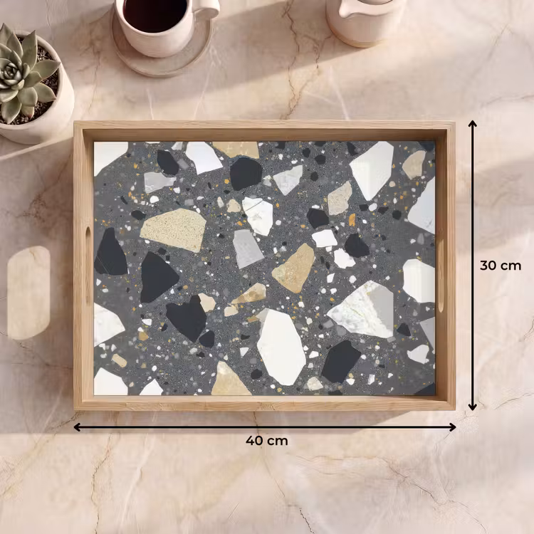 Terrazzo - Decoratie - Interieur - Stenen Dienblad Rechthoek middel -USP_Formaat