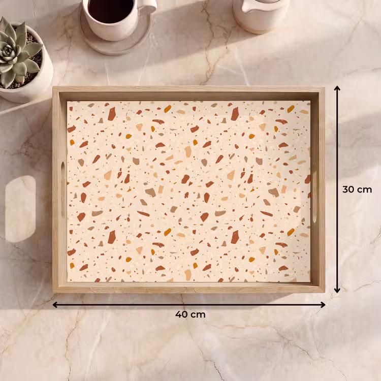 Terrazzo - Patroon - Kleurrijk - Steen Dienblad Rechthoek middel 911 -USP_Formaat