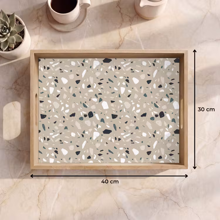 Terrazzo - Patroon - Groen Dienblad Rechthoek middel 911 -USP_Formaat