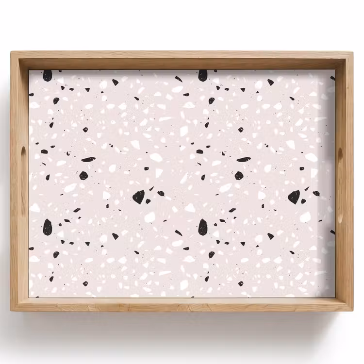 Terrazzo - Patroon - Zacht - Zwart - Wit Dienblad Rechthoek middel 911 -z3d_shopping