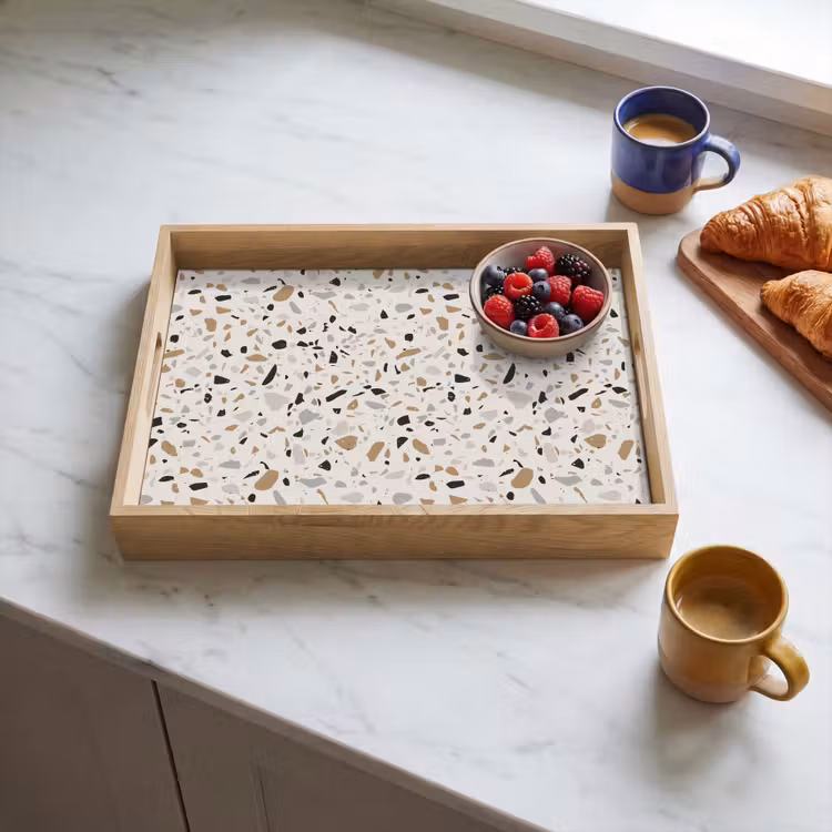 Terrazzo - Patroon - Staal Dienblad Rechthoek middel 911 -sfeer2