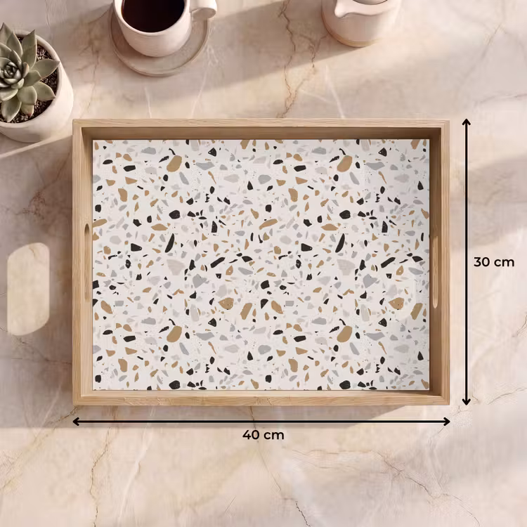 Terrazzo - Patroon - Staal Dienblad Rechthoek middel 911 -USP_Formaat