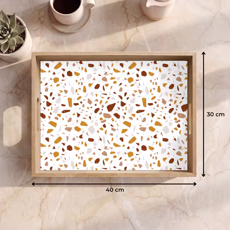 Terrazzo - Patroon - Wit - Urban Dienblad Rechthoek middel 911 -USP_Formaat