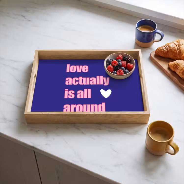 Tekst - Valentijn - Love - Blauw Dienblad Rechthoek middel -sfeer2