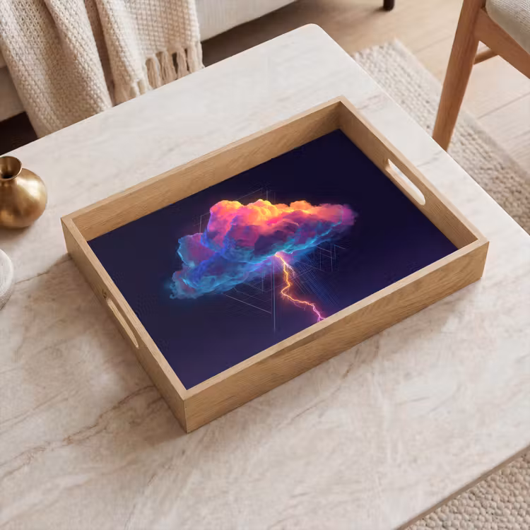 Donderwolk - Bliksemschicht - Licht - Blauw Dienblad Rechthoek middel -sfeer1