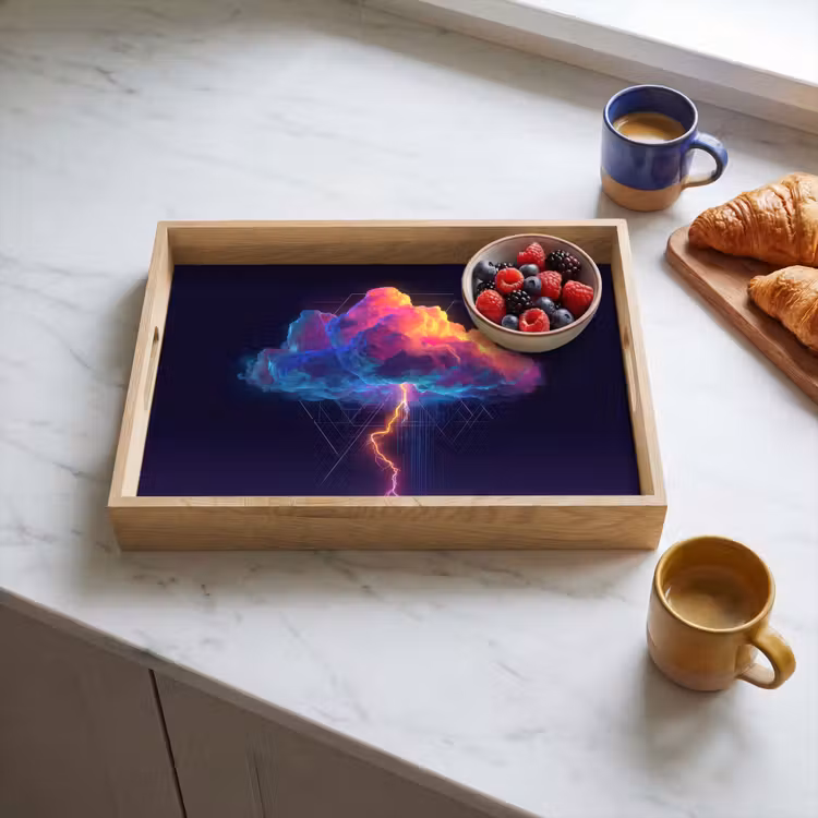 Donderwolk - Bliksemschicht - Licht - Blauw Dienblad Rechthoek middel -sfeer2