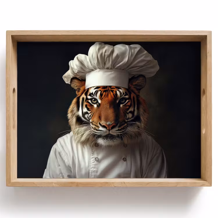Tijger - Kokskleding - Bruin Dienblad Rechthoek middel -z3d_shopping
