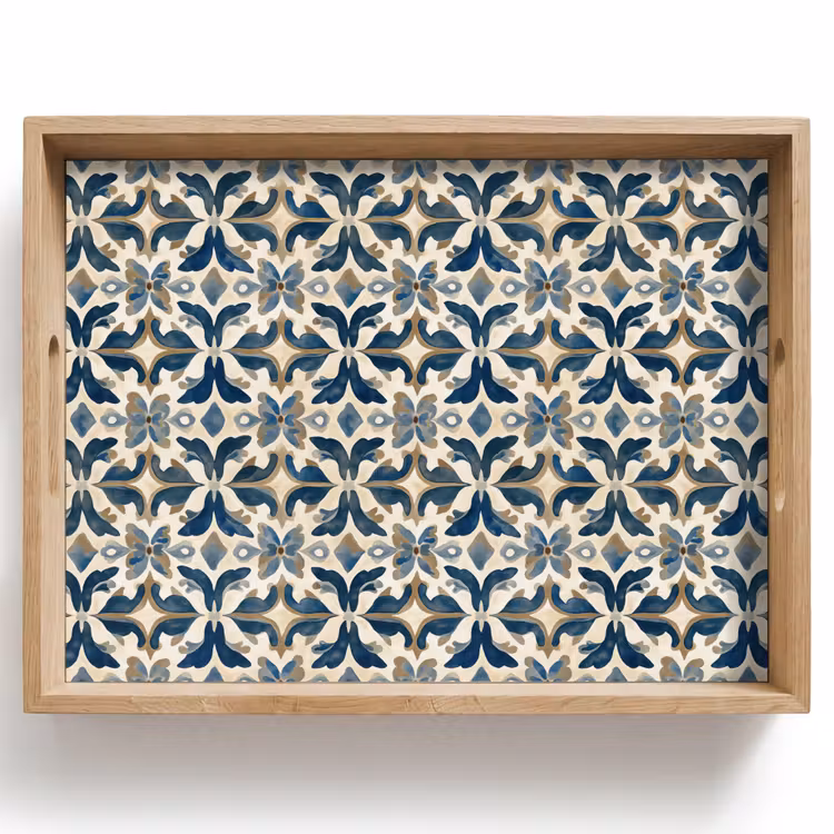 Tegel - Patroon - Blauw - Beige Dienblad Rechthoek middel 911 -z3d_shopping