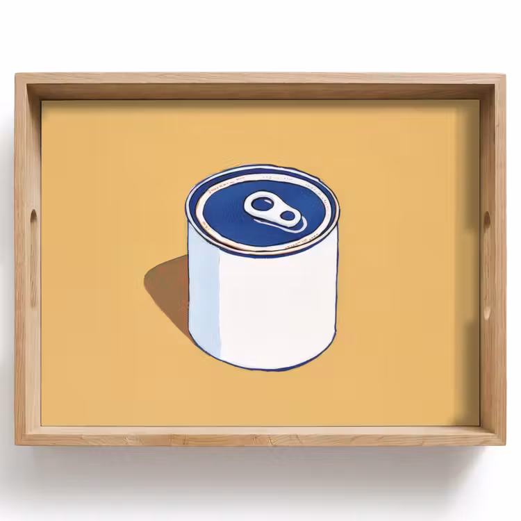Blikje - Minimalistisch - Blauw - Illustratie Dienblad Rechthoek middel -z3d_shopping