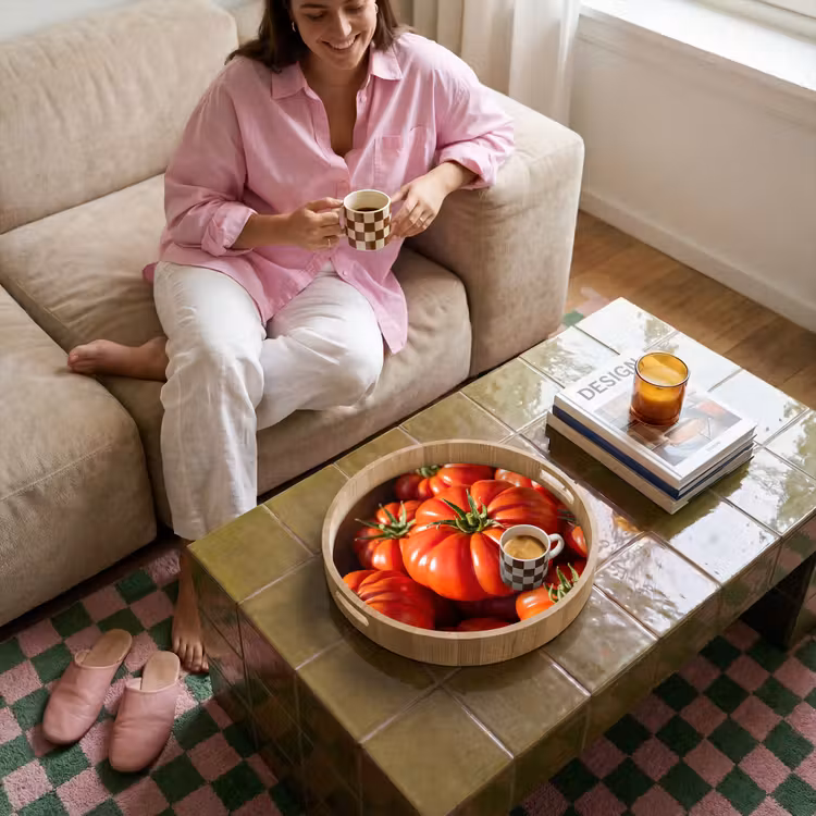 Tray - Tomato - Wooden - Crate - Tomaat - Houten - Kist Dienblad Rond middel