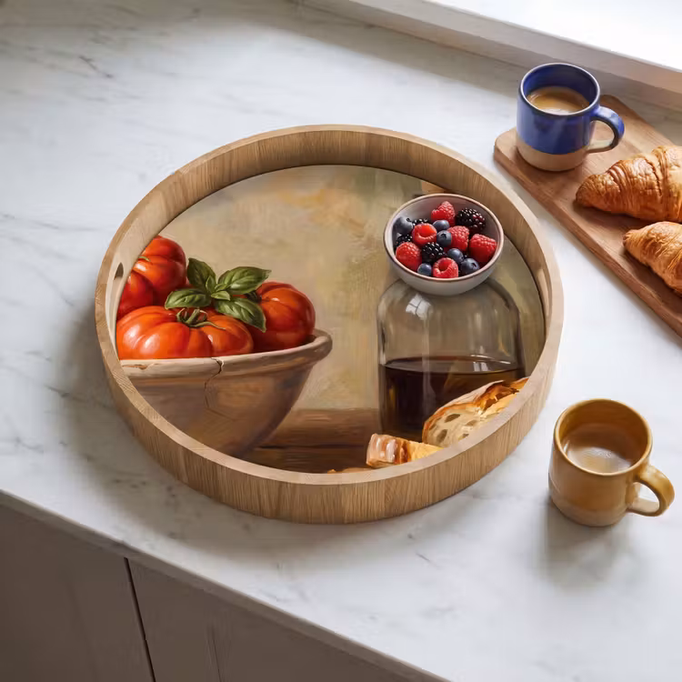 Tray - Tomatoes - Bowl - Food - Tomaten - Kom - Eten Dienblad Rond middel